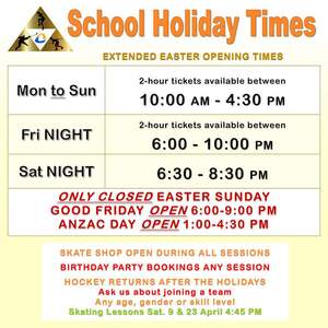 Easter School Holiday Skating Times