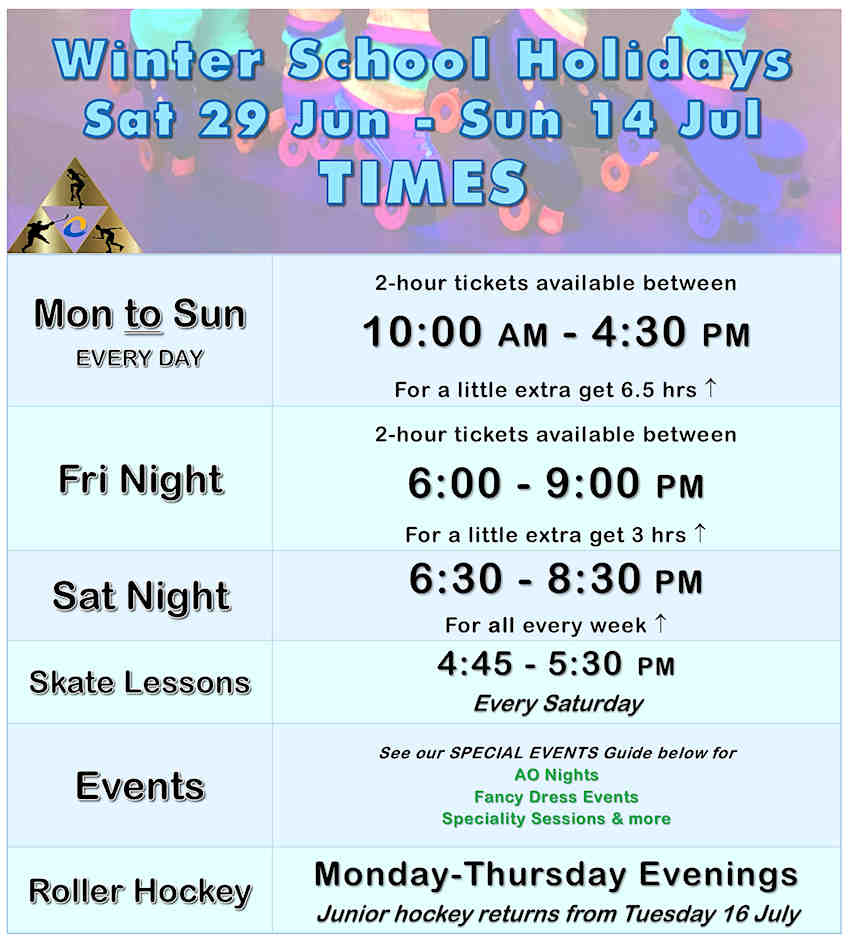 Winter School Holiday Opening Times