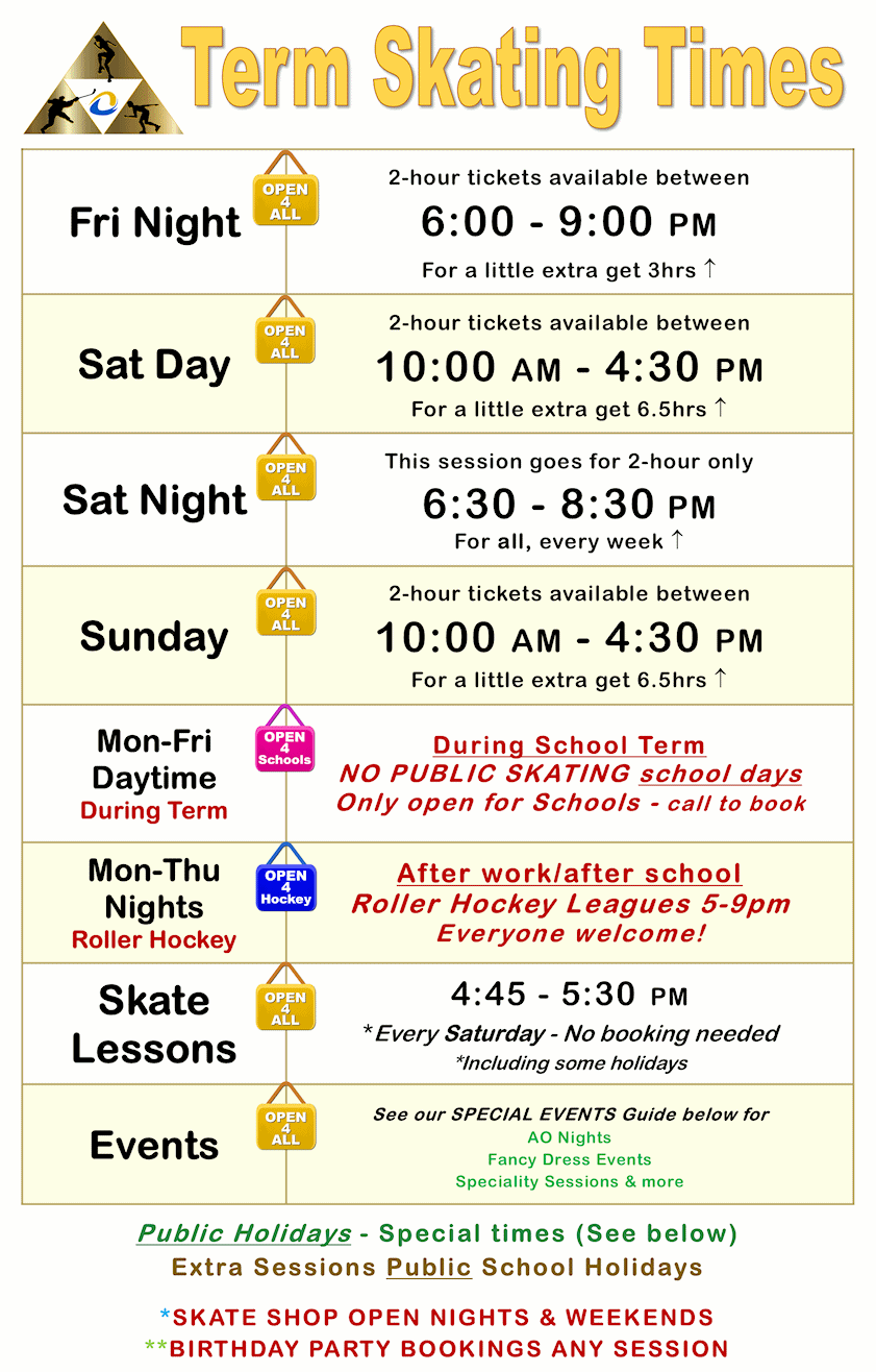 TERM Skating Times from 2025